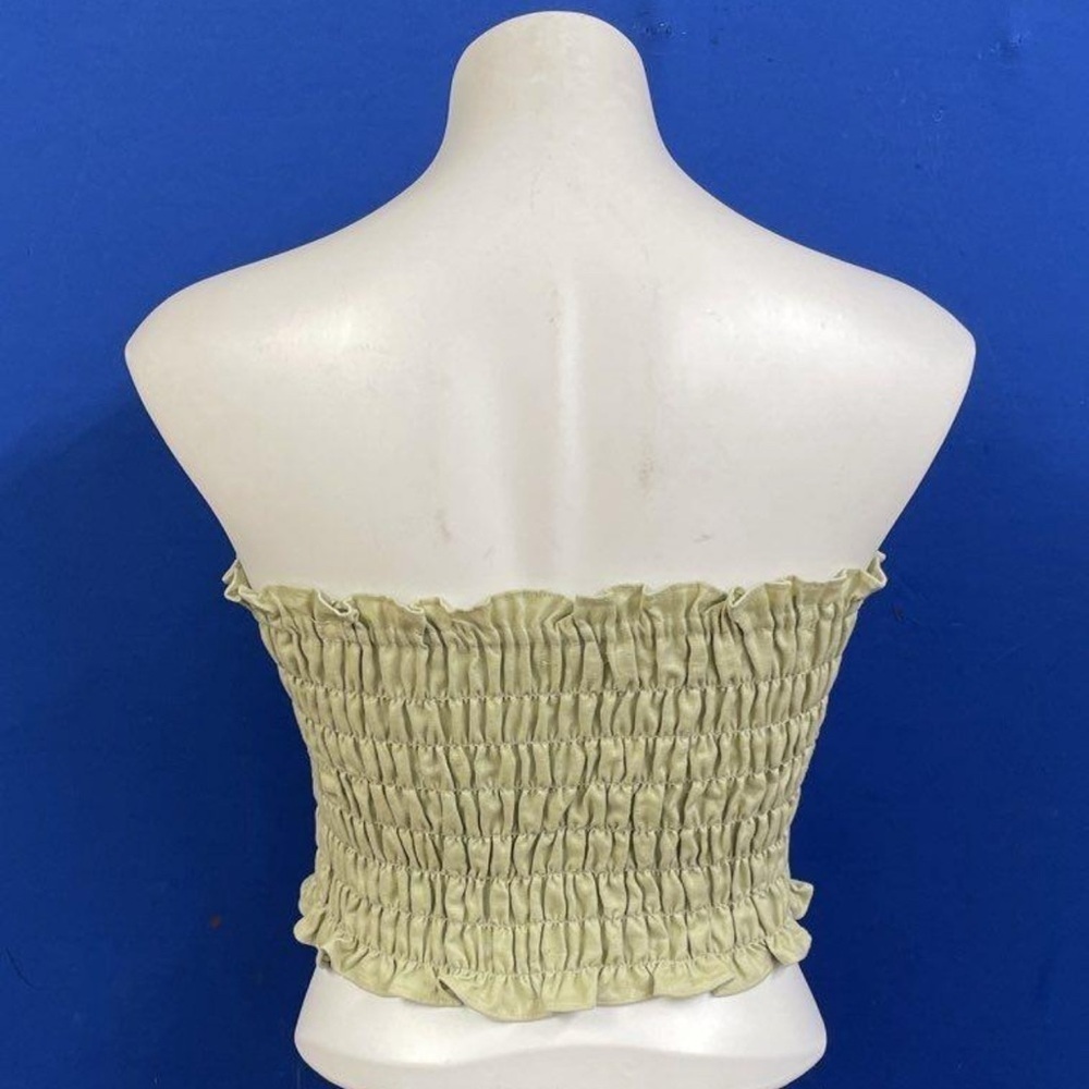 Reformation Lena Linen Tube Top Smocked Strapless Crop Flax Beige Size M - Picture 5 of 5